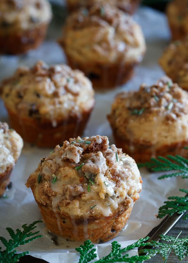 Glazed Christmas Morning Crumble Muffins