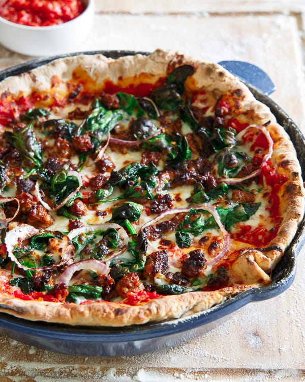 Chorizo Spinach Skillet Pizza