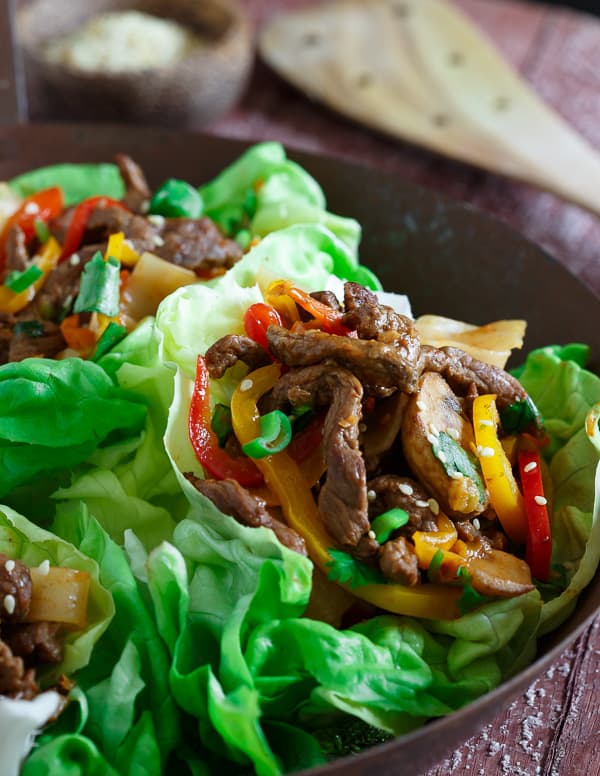 Korean Steak and Noodle Lettuce Wraps