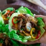 Korean steak and noodle lettuce cups.
