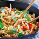 Pork and ramen stir fry.