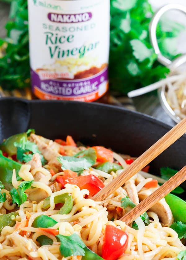 Easy sweet and spicy pork ramen stir fry