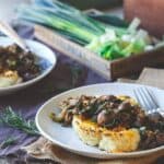 Bison cheddar cauliflower steaks.
