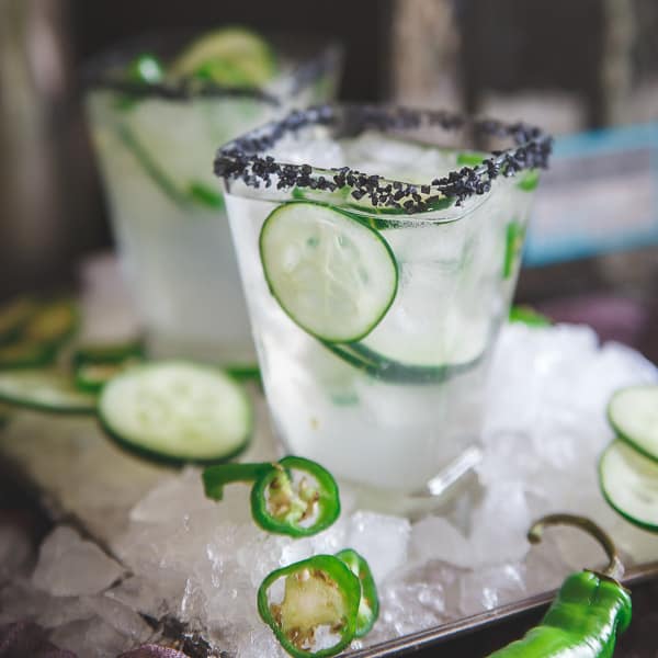 This serrano cucumber margarita is both spicy and refreshing at the same time making for one delicious happy hour!