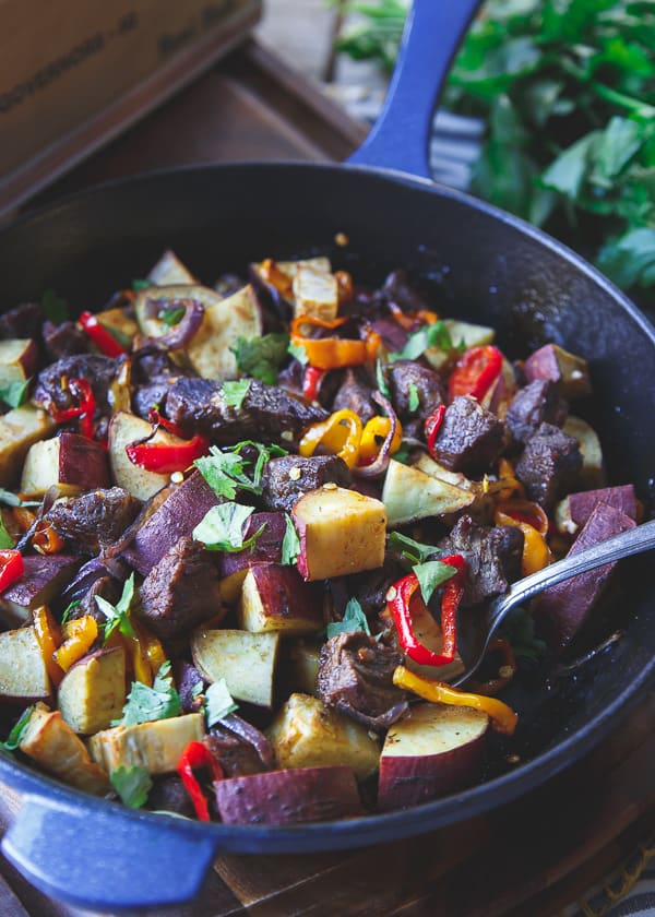 This Smoky Steak Potato and Pepper Skillet is an easy one-pan meal that's ready in just 40 minutes.