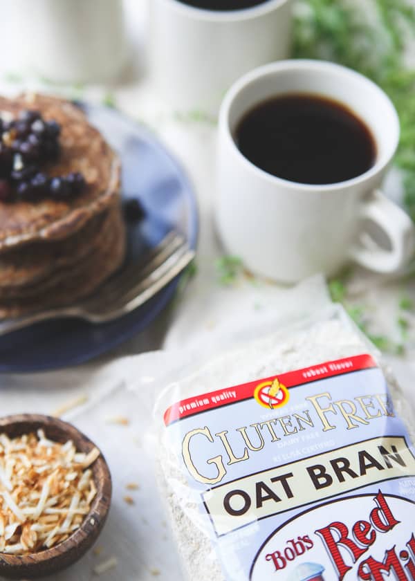 Toasted Coconut Cinnamon Raisin Oat Bran Pancakes