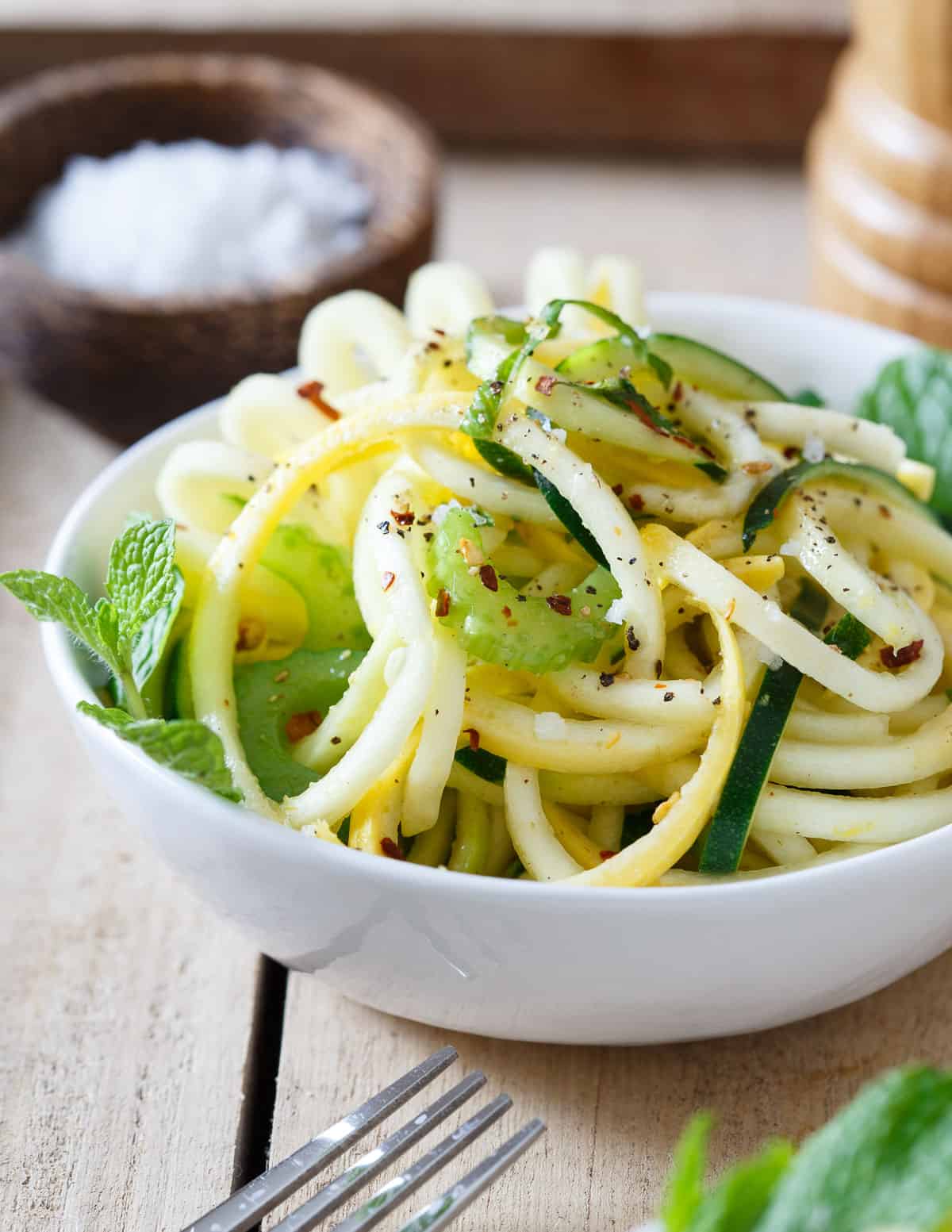 Basil and Mint Squash Noodles are a quick and easy refreshing side or salad that comes together in just minutes.