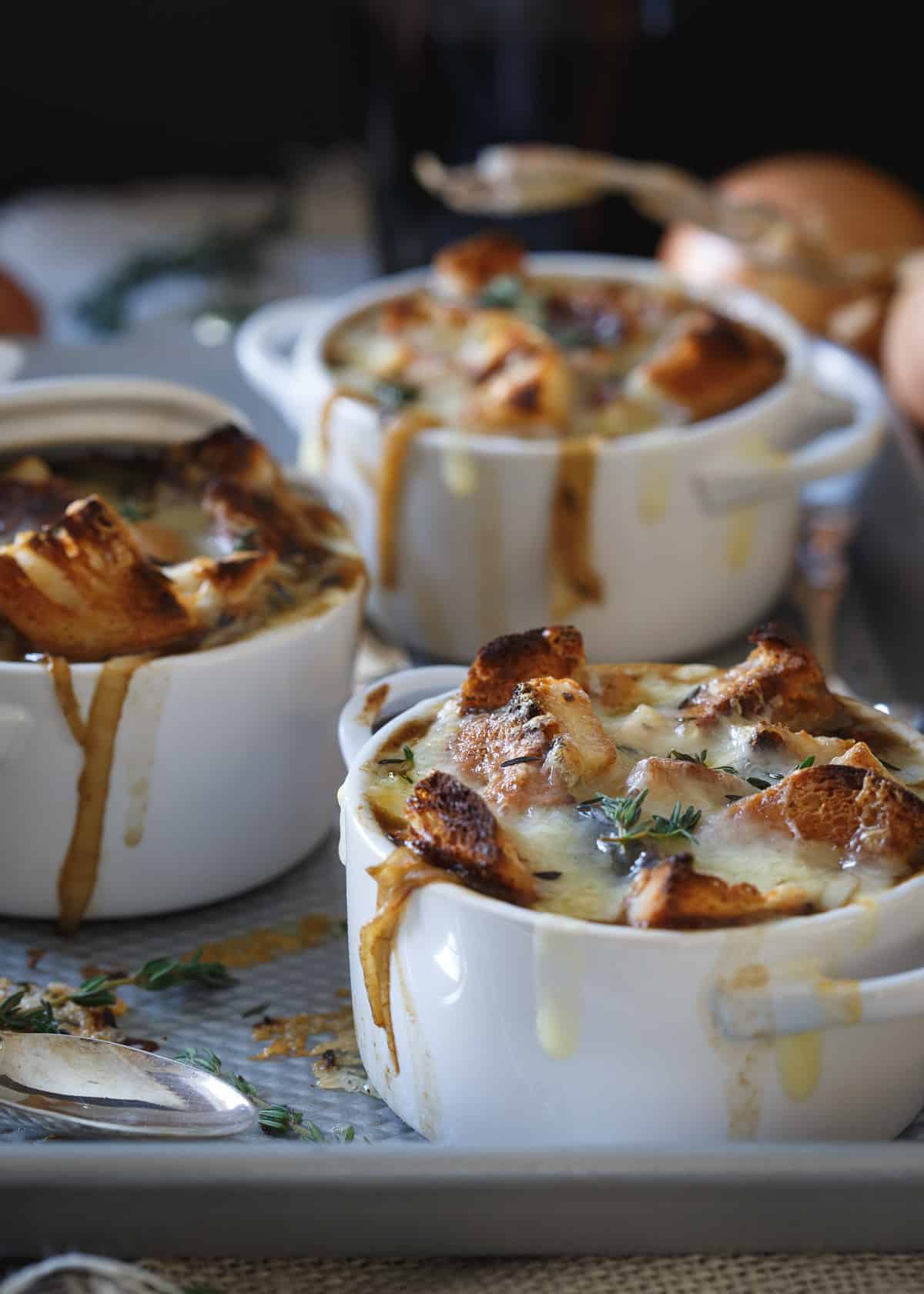 This Irish Stout Onion Soup is a gluten free, cheesy, buttery and hearty meal perfect for celebrating St. Patrick's Day.