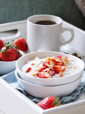Strawberry coconut polenta breakfast bowls