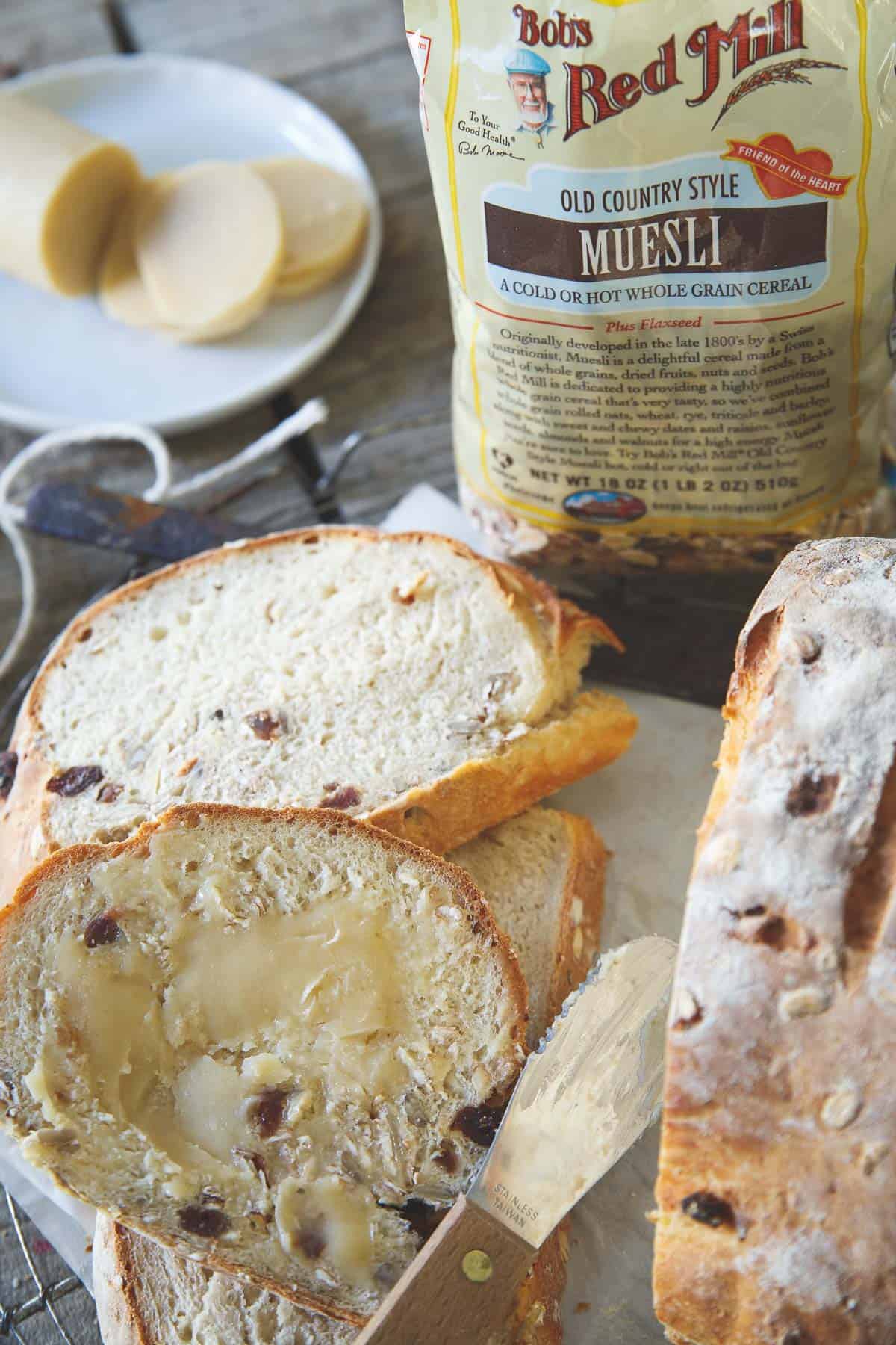 Enjoy this museli bread straight out of the oven with some butter and you're in for a treat!