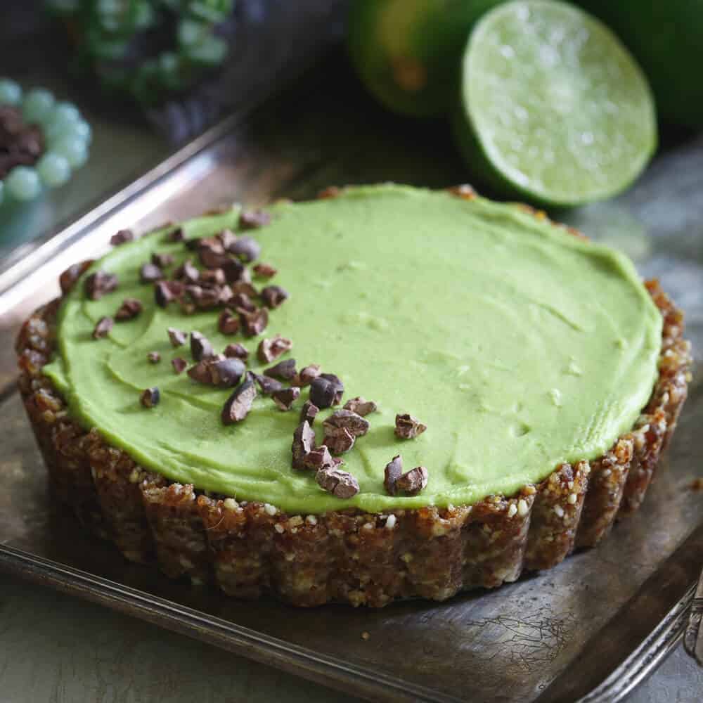 This avocado tart full of zesty lime flavor, no bake, paleo, grain free and gluten free makes the perfect refreshing summer treat!