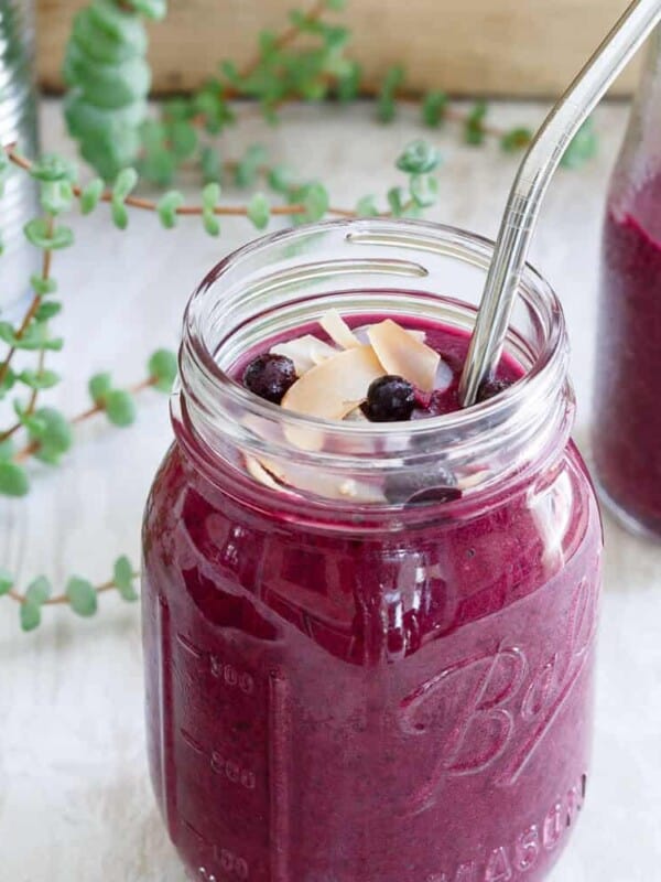 Besides the jaw dropping color, this paleo wild blueberry beet smoothie packs a healthy dose of vitamin C and a nice boost antioxidants.
