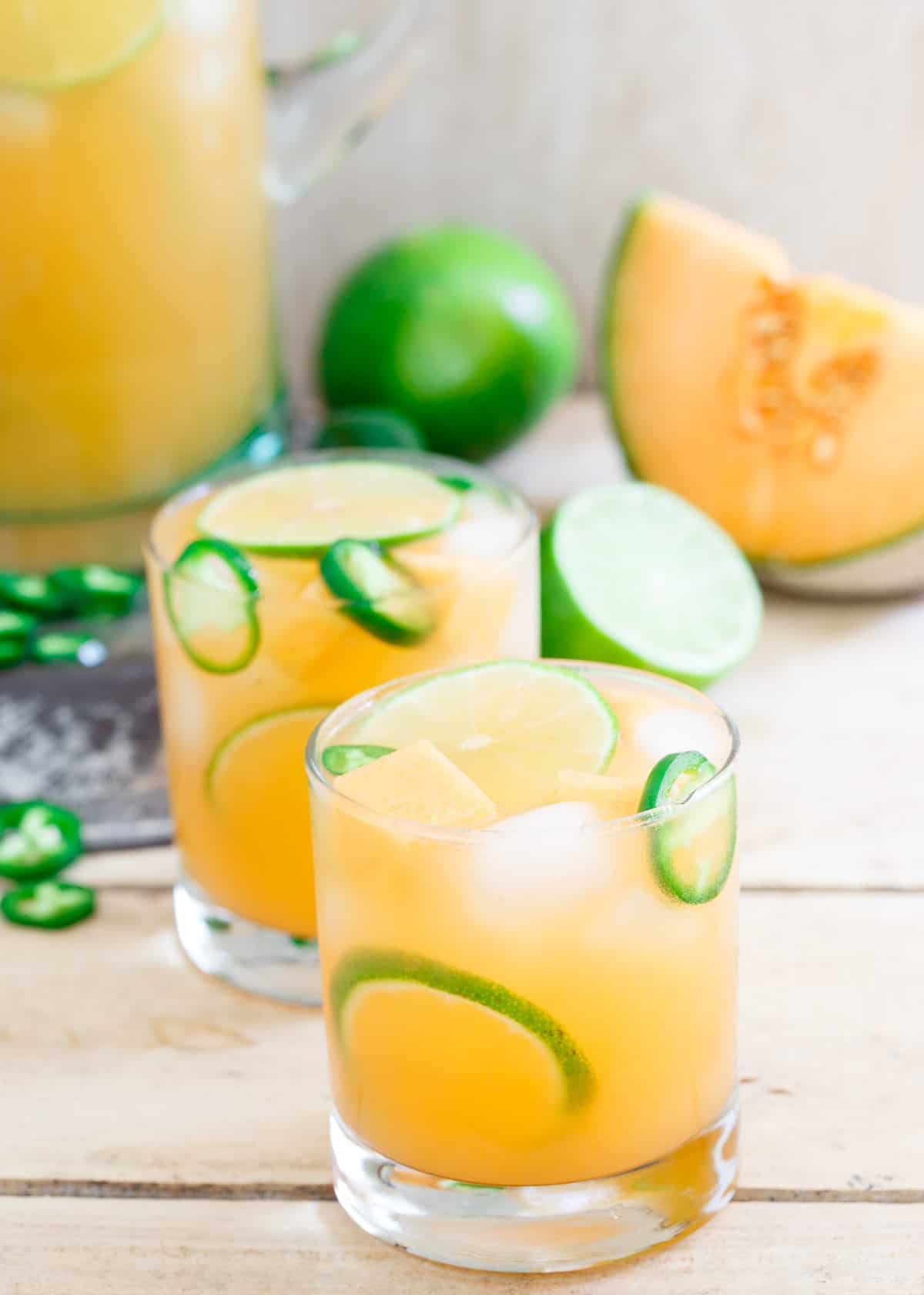 This Cantaloupe Lime Jalapeno Agua Fresca is the perfect summer sipper.