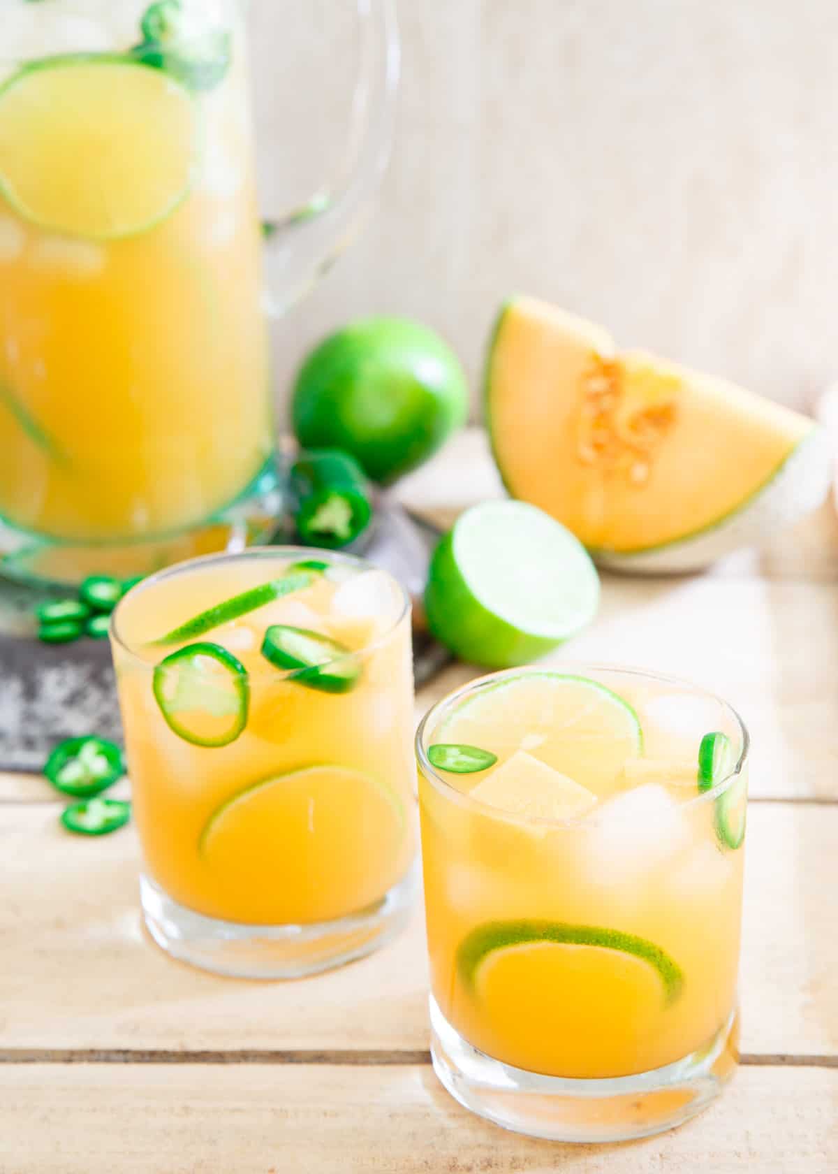 Refreshing, slightly sweet, subtly spicy and a bit tart, this cantaloupe lime jalapeño aqua fresca is the perfect summer drink.