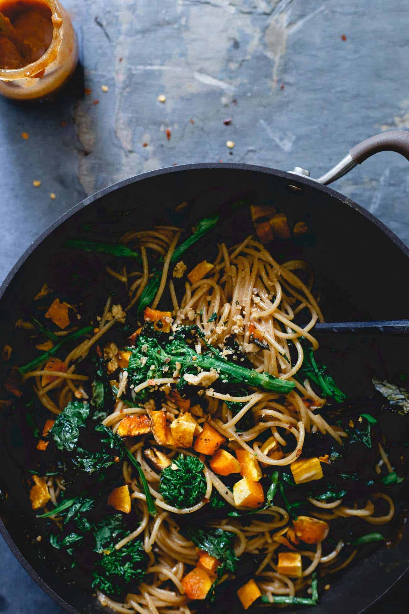 With roasted butternut squash and broccoli rabe, this fall pasta is a great seasonally appropriate comfort food dish.