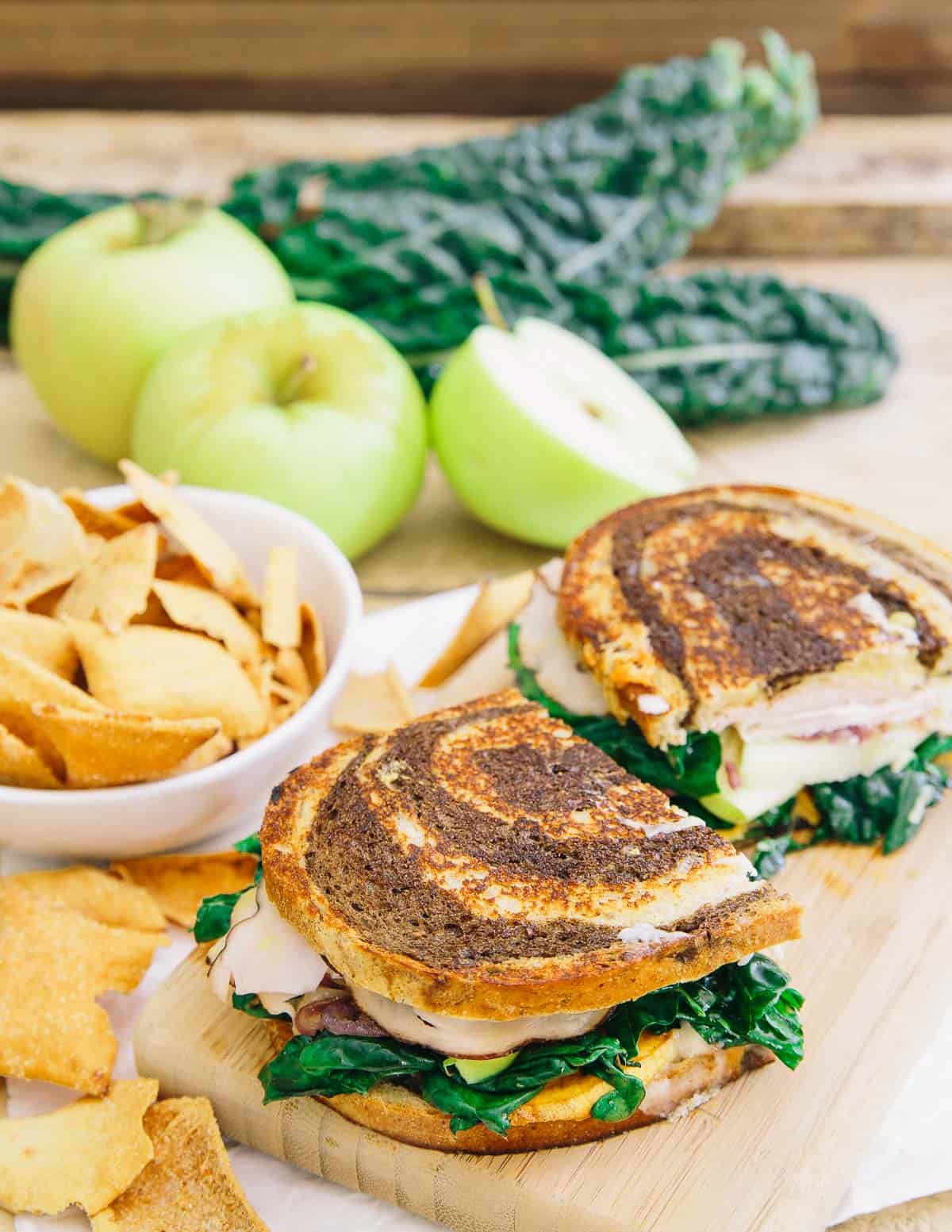 This roasted sweet potato apple ham sandwich is served hot and pressed with a generous amount of melted cheddar cheese and a honey mustard spread. There's a ton going on and you'll love every bite!