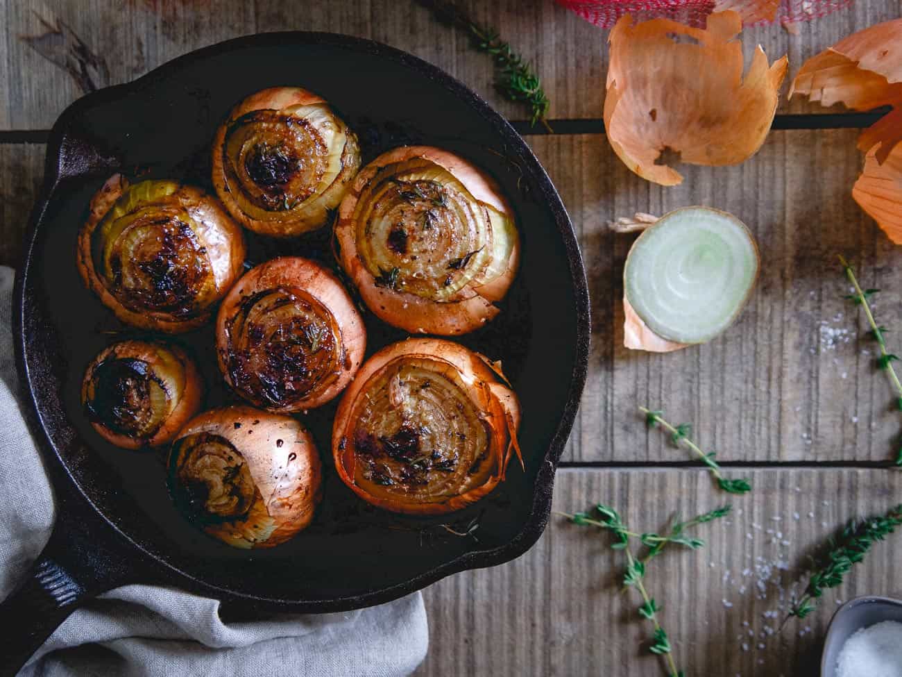 Whole roasted onions make a great side dish, especially perfect for a nice steak dinner!