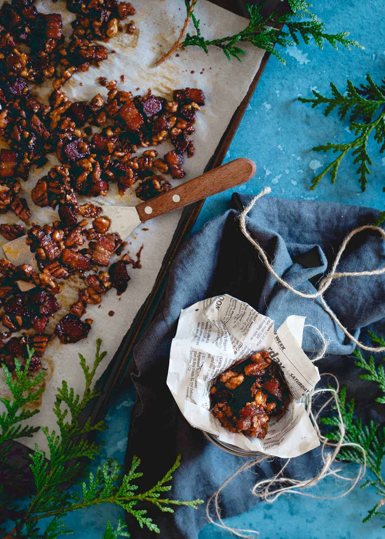 Jar up some of this candied bacon nut brittle for an easy DIY holiday gift anyone will love!