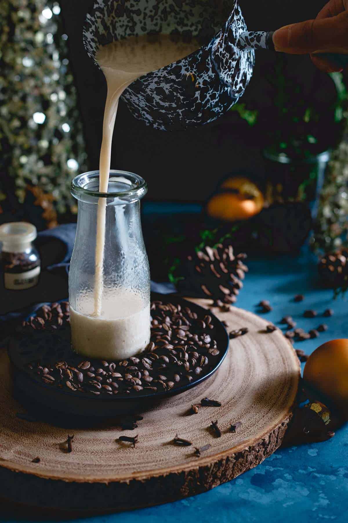 Cozy up to winter with a glass of this coconut bourbon coffee nog!
