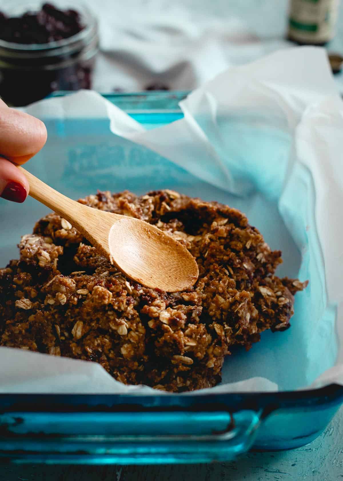 Made with oats, tart cherries, dates and nuts, these granola bars are baked to chewy perfection and perfect for a healthy snack.