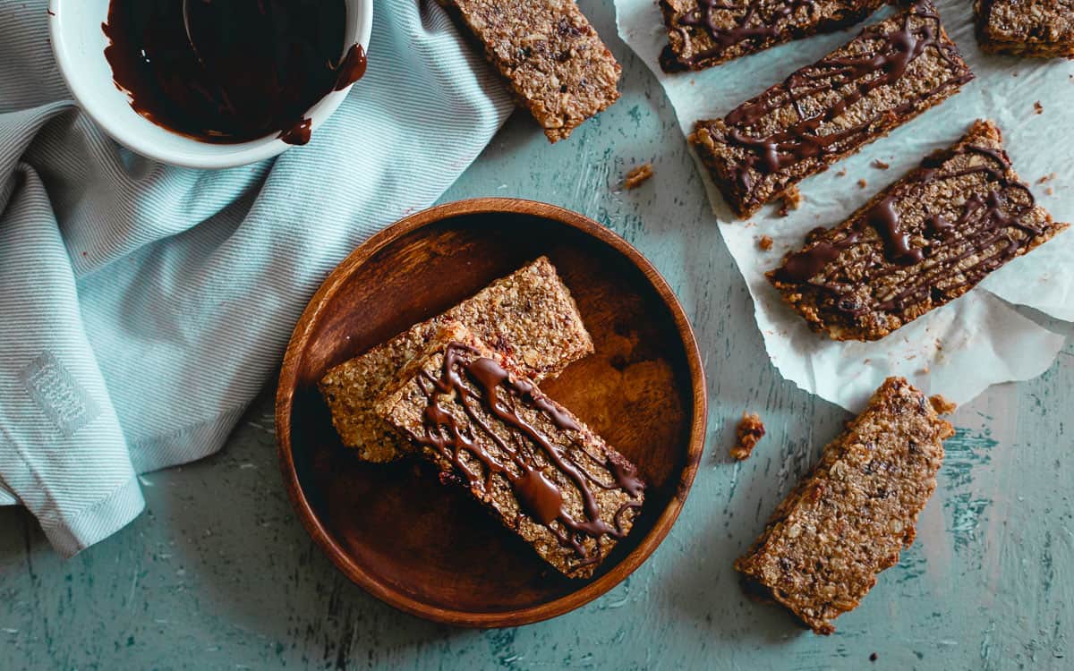 Chewy tart cherry oatmeal bars make a great option before or after your workout with a healthy balance of carbs, protein and fat.