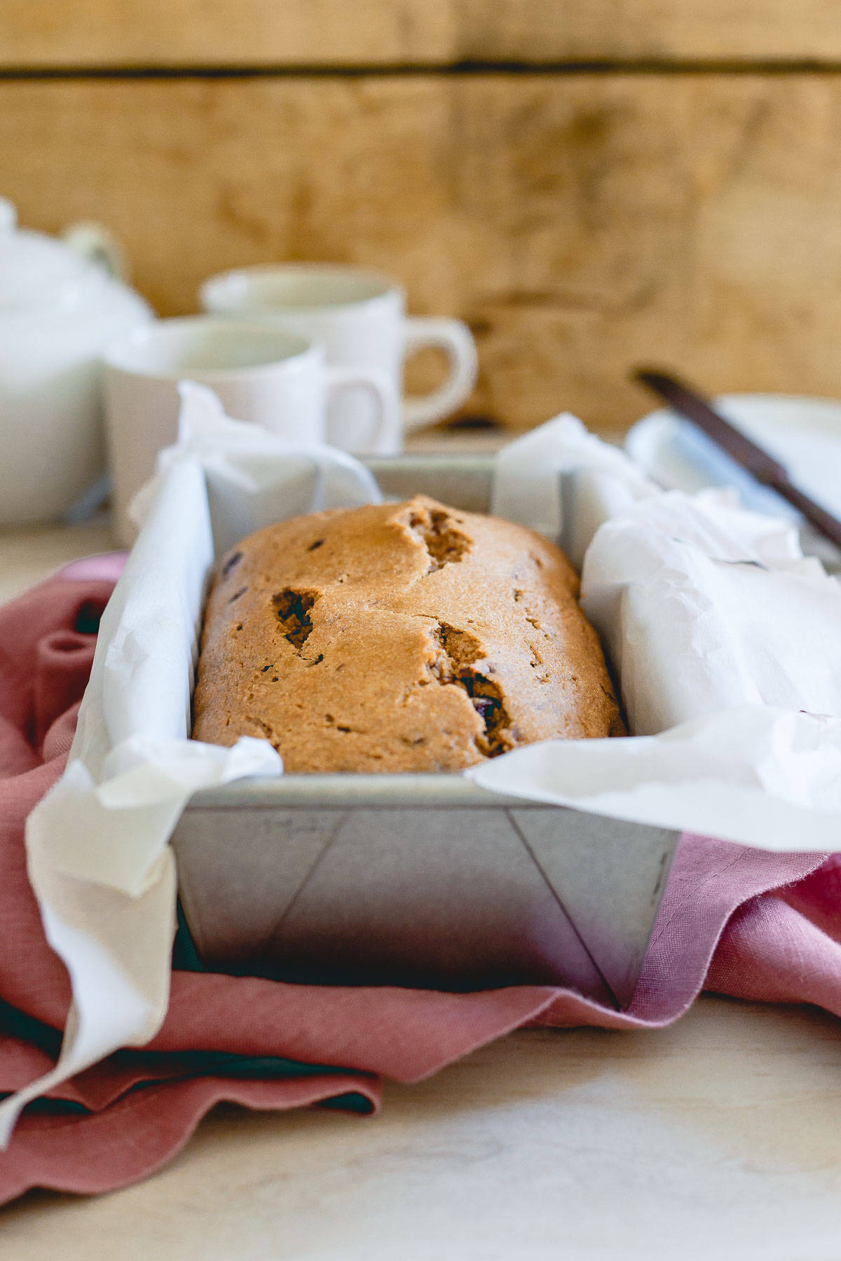This cherry tea bread is a simple, healthy loaf great for an afternoon or late night snack.
