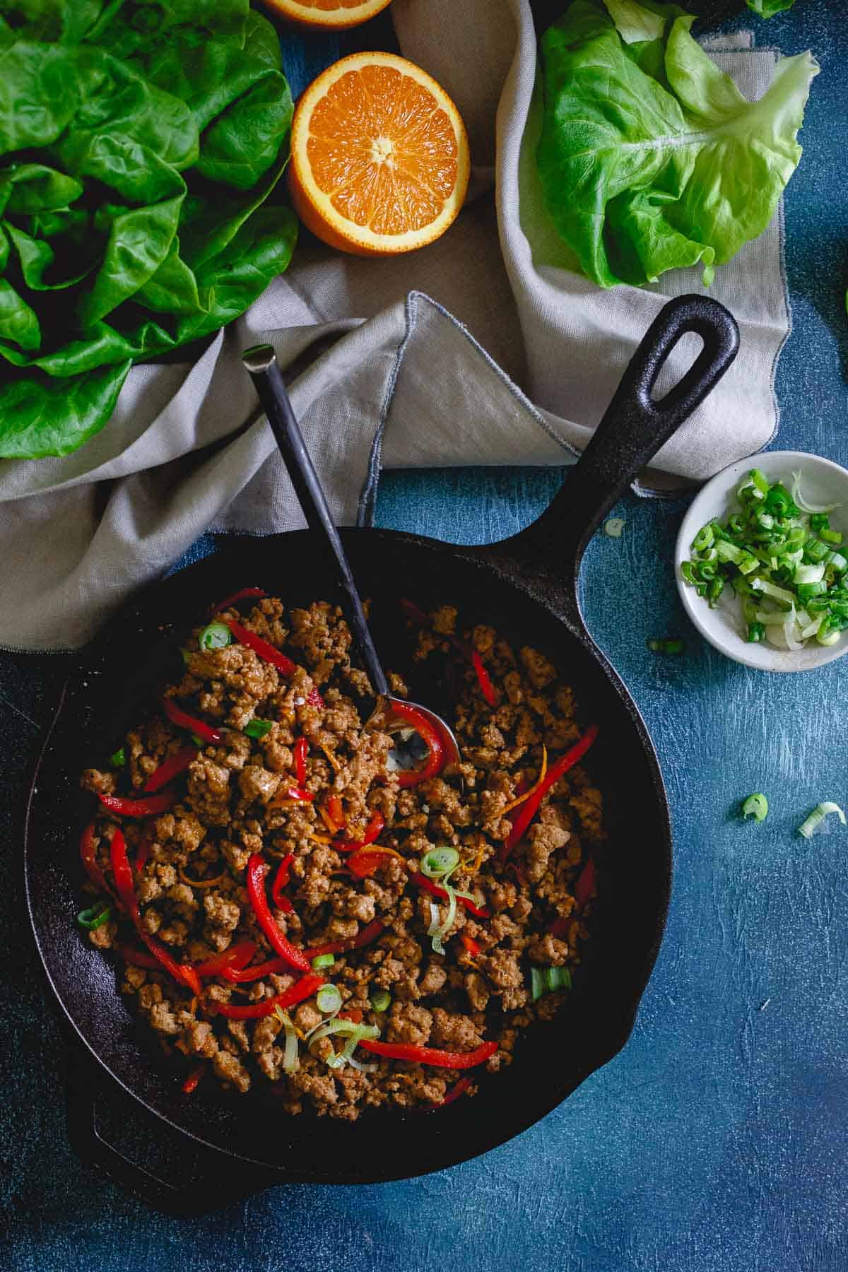 Fresh, 100% orange juice is the secret ingredient to these delicious orange turkey Asian lettuce wraps.