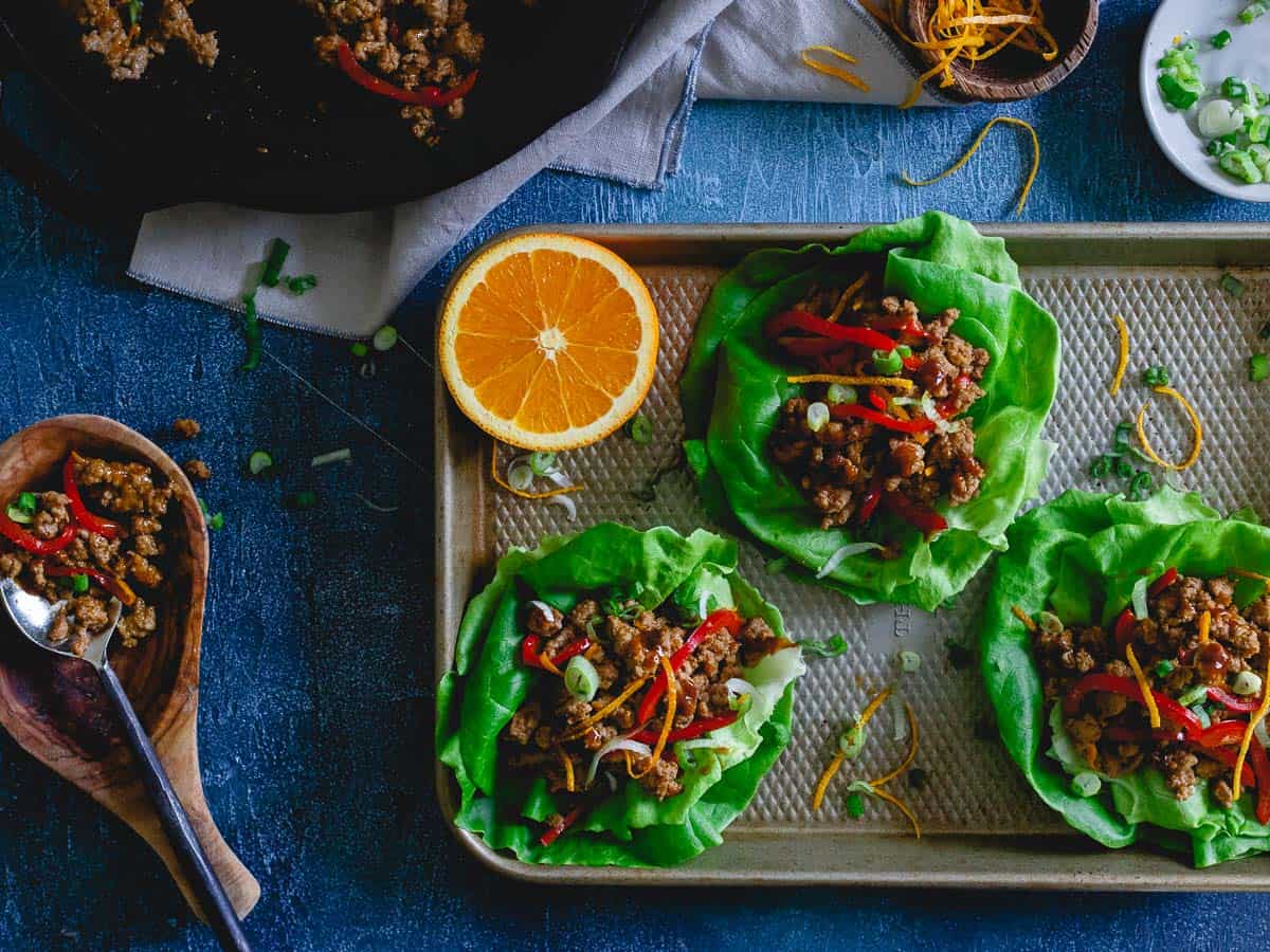 Orange turkey Asian lettuce wraps are a simple, healthy meal packed with tons of flavor from an easy fresh homemade orange sauce.