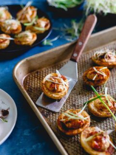 These hummus stuffed potato cups are full of smoky spice flavor and the perfect little roasted bite for a slightly out of the box appetizer or side dish.