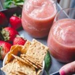 These strawberry basil cider slushies are the perfect refreshing summer drink. Just 3 ingredients and your blender for the happiest of happy hours!