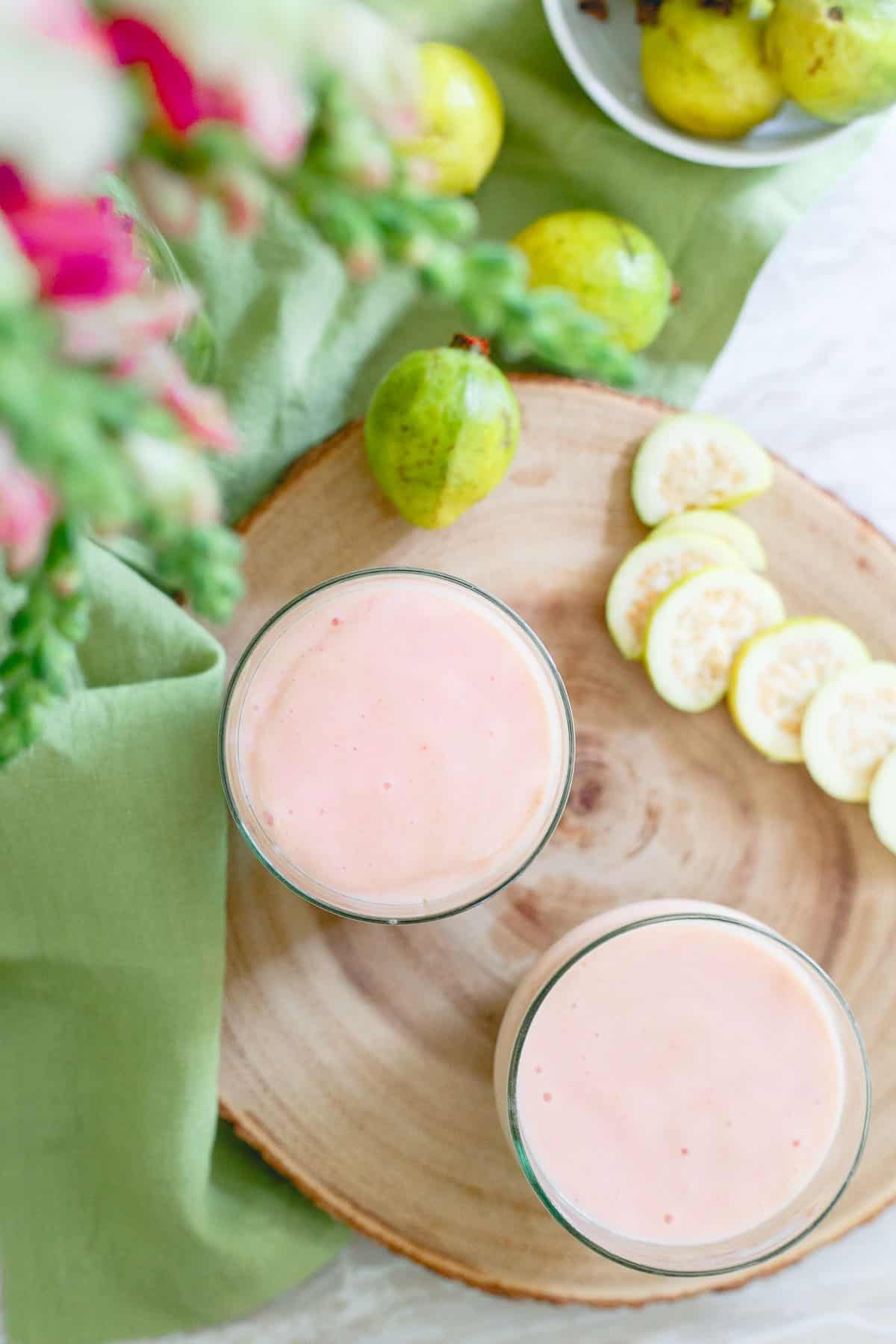 The simple combination of guava and pineapple makes for a delicious summer smoothie.