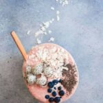 This cherry coconut recovery smoothie bowl is packed with anti-inflammatory tart cherries and hydrating coconut. Add your favorite toppings and enjoy post workout!