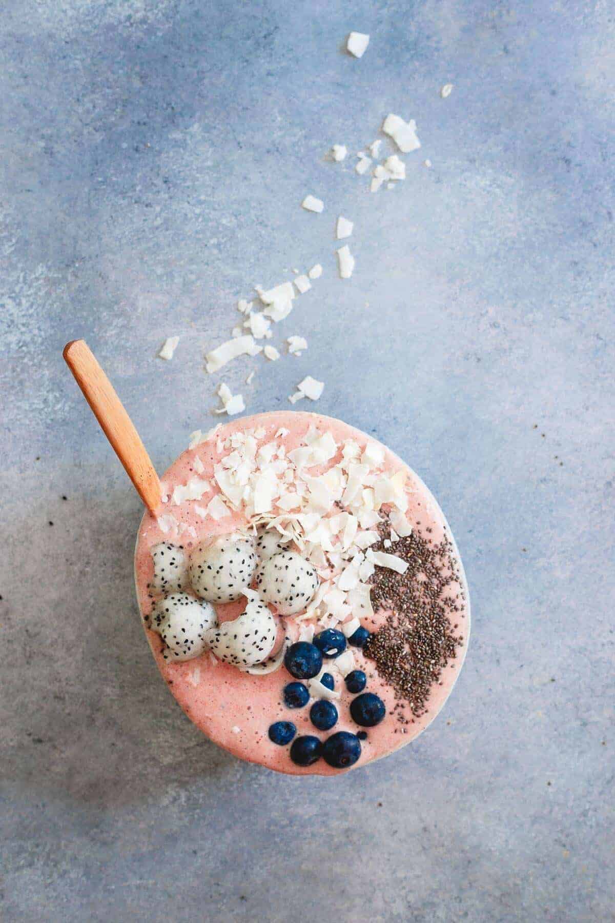This cherry coconut recovery smoothie bowl is packed with anti-inflammatory tart cherries and hydrating coconut. Add your favorite toppings and enjoy post workout!
