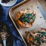 These stuffed sweet potatoes are filled with hot Italian turkey sausage, lentils, tart cherries and spinach. A wholesome way to welcome in the fall season.