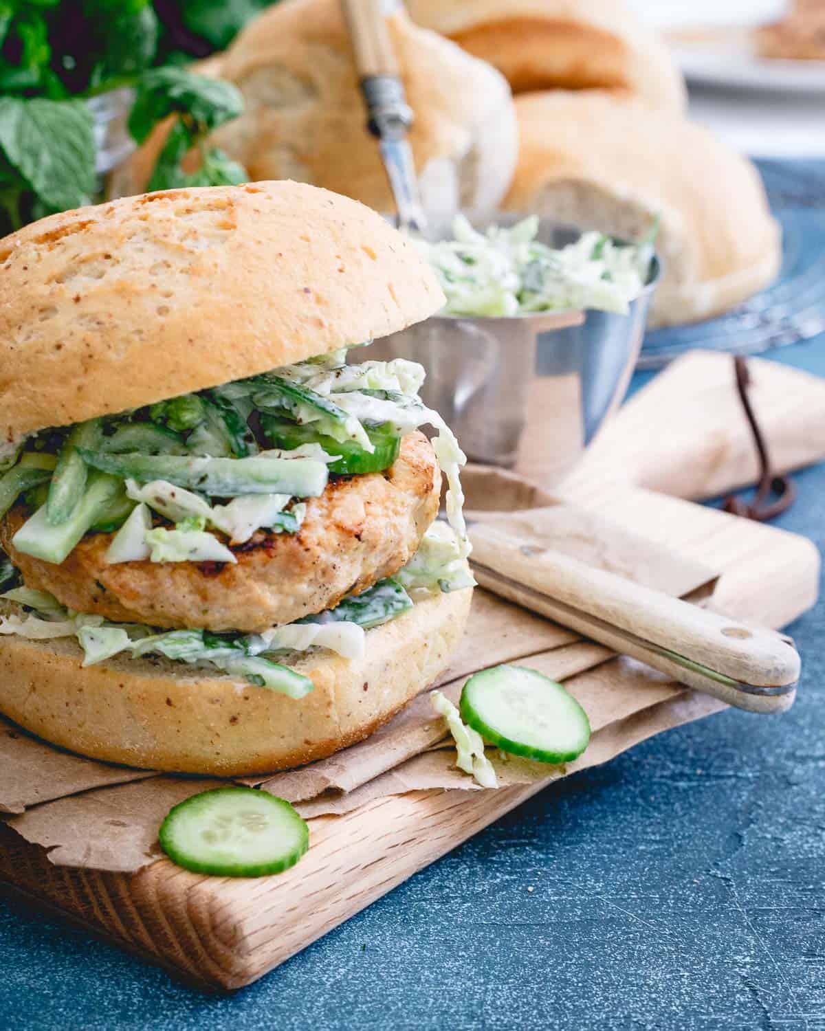 Try out these Indian chicken burgers for your next burger night. Simple, healthy, gluten-free and a great alternative to beef.