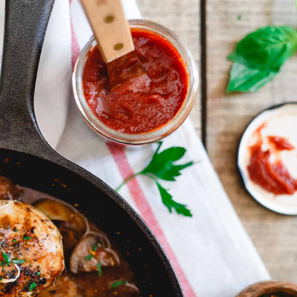 Sweet and savory tomato butter is the perfect addition to this stuffed chicken marsala.