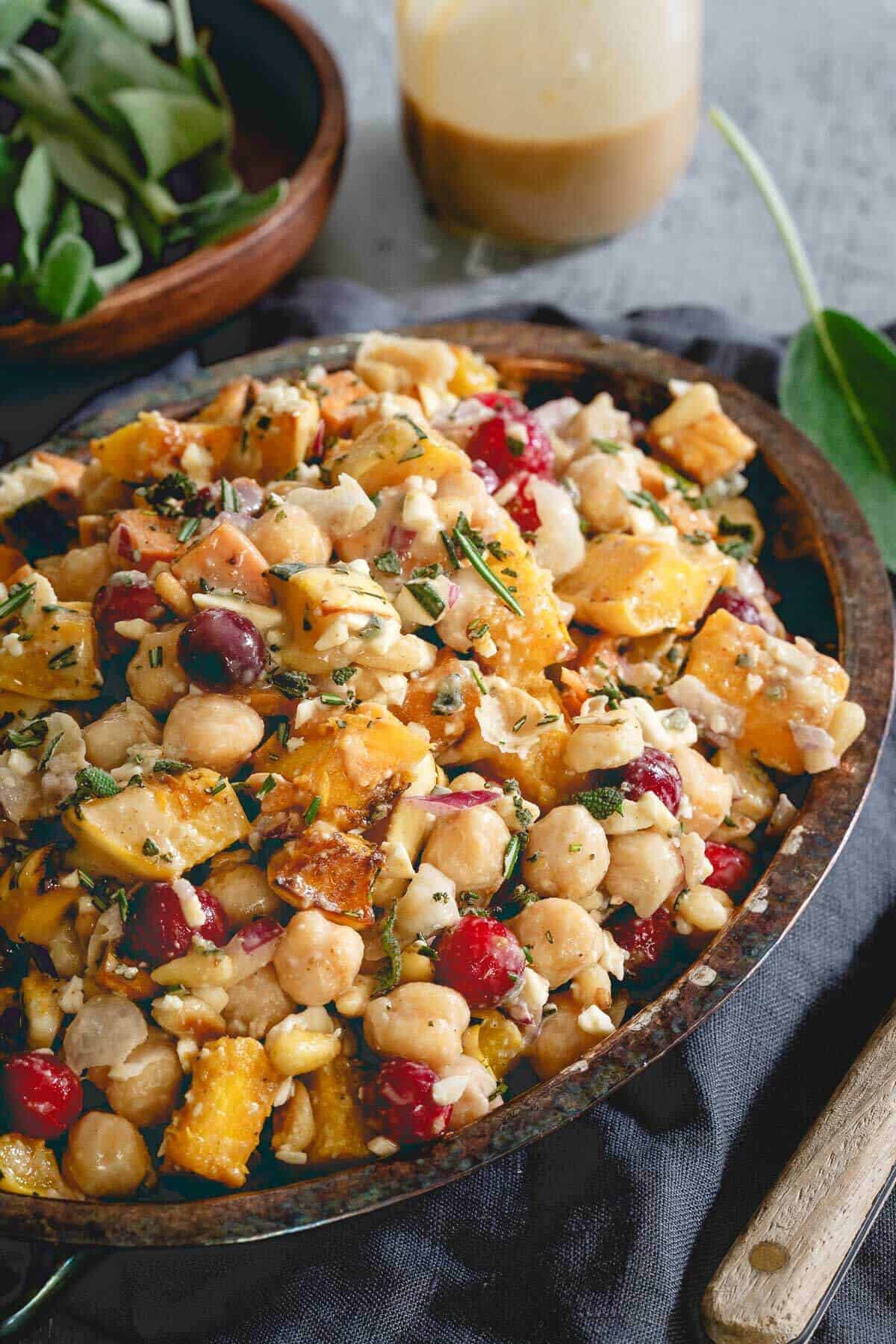 Chickpea Fall Salad - with Roasted Sweet Potatoes and Squash