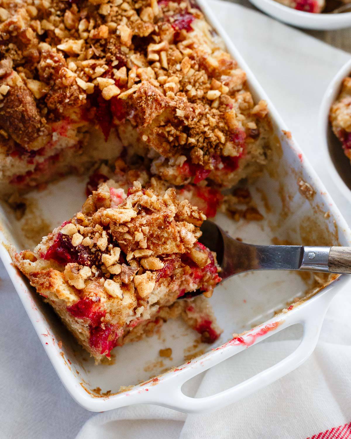 This Cranberry mascarpone English muffin casserole is gluten-free and perfectly indulgent for Christmas morning.