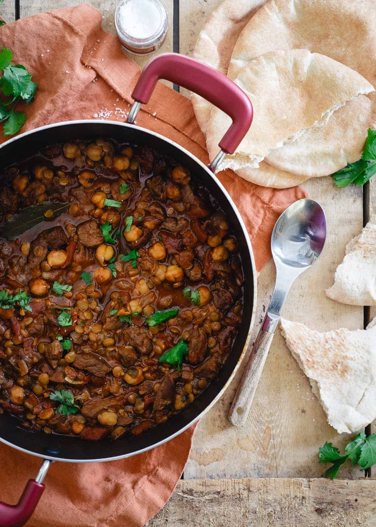 Cozy and comforting with flavorful Moroccan spices, this lamb lentil stew is a great winter meal for a cold day.