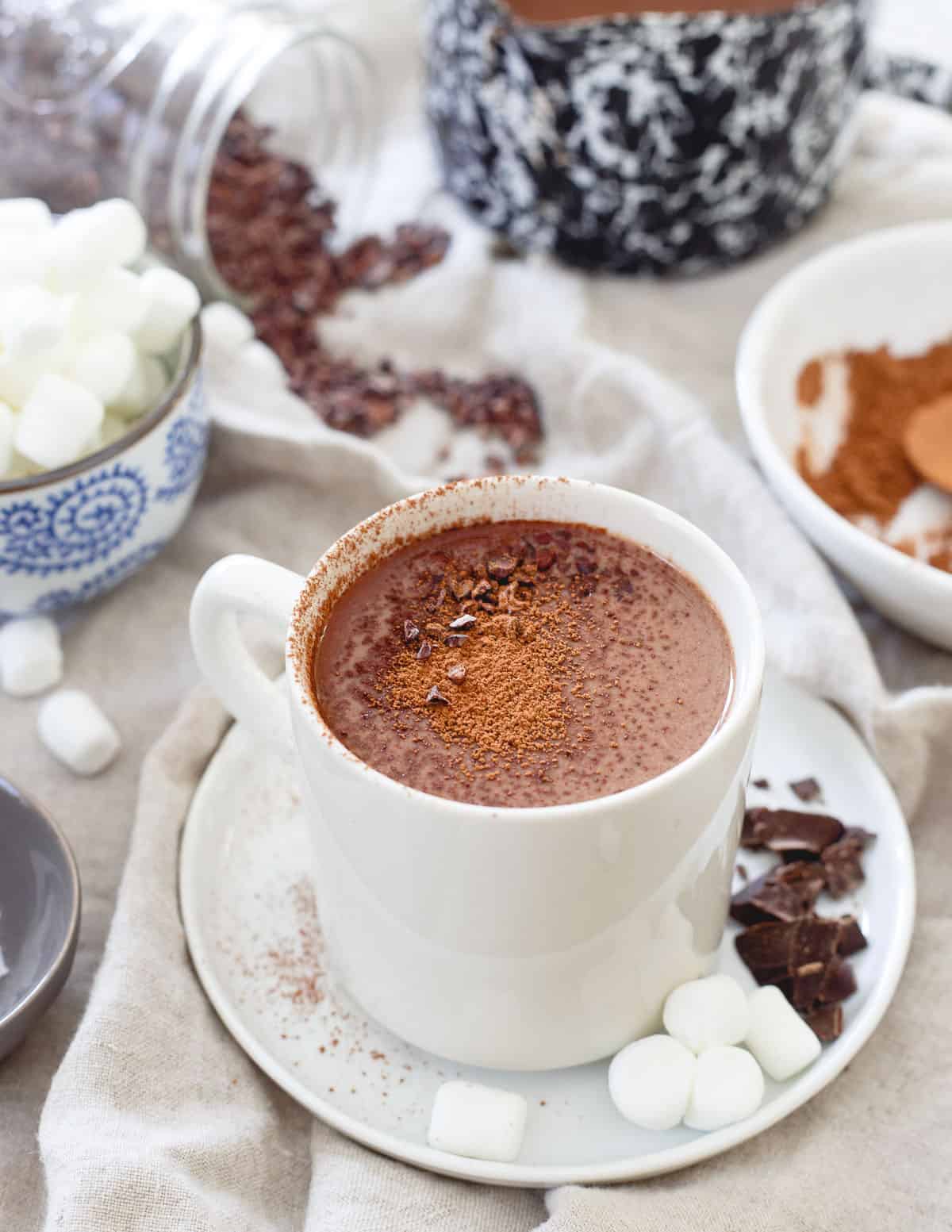 Reap the rewards of the powerful tart cherry with a warm mug of this tart cherry hot chocolate!