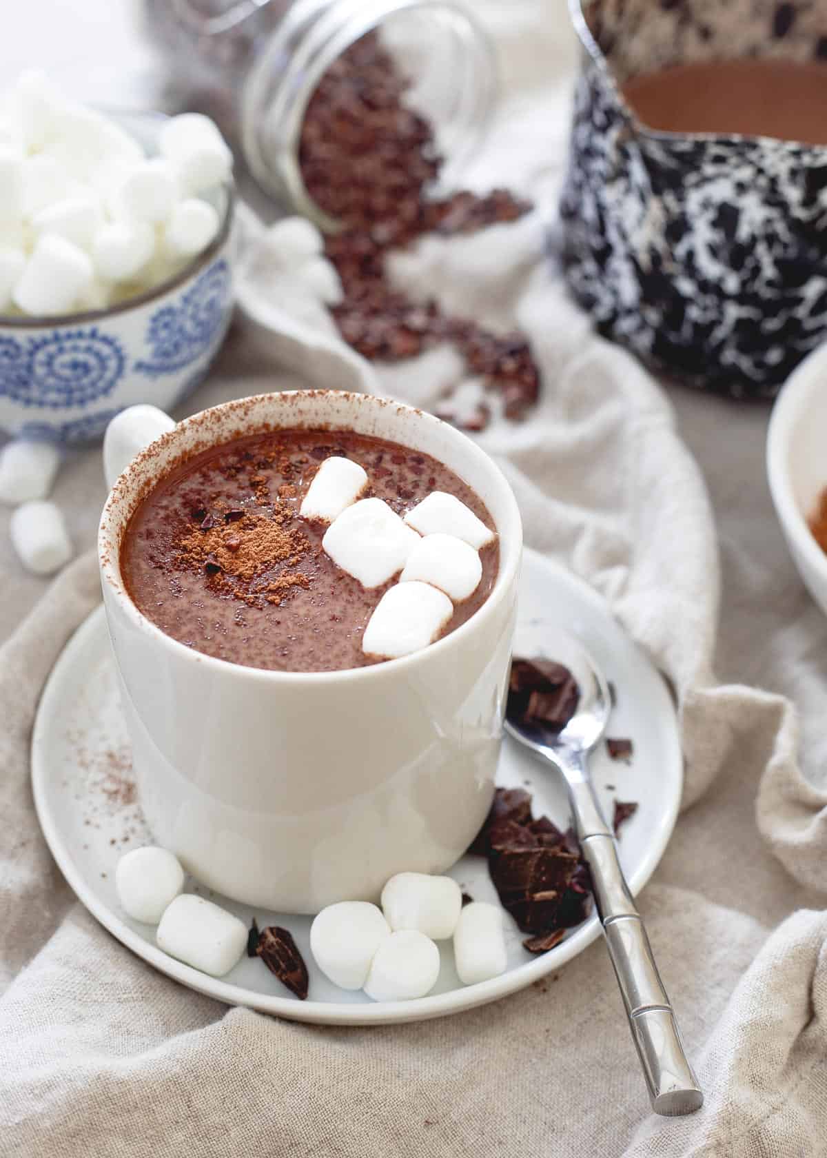Tart cherries can help aid in muscle recovery and sleep. A mug of this creamy, decadent tart cherry hot chocolate is not only delicious but a nutritiously smart winter treat!