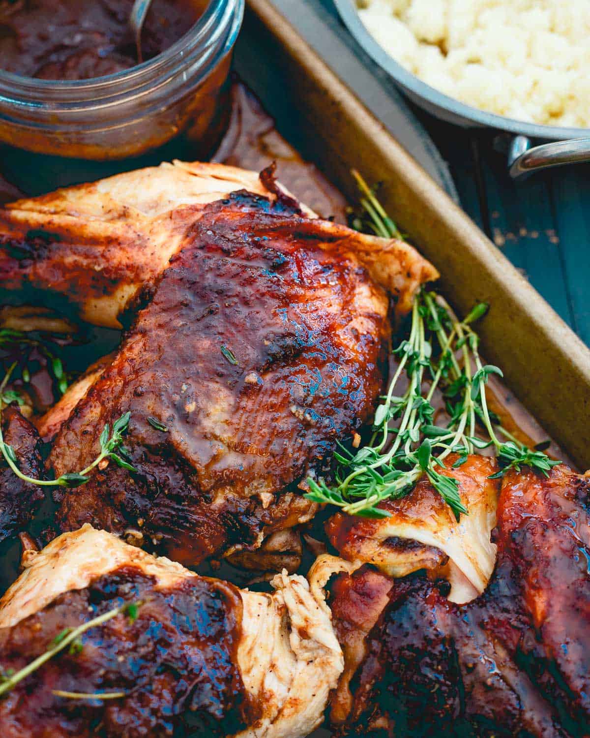 Upgrade your roasted chicken with a sweet and savory apple butter glaze!