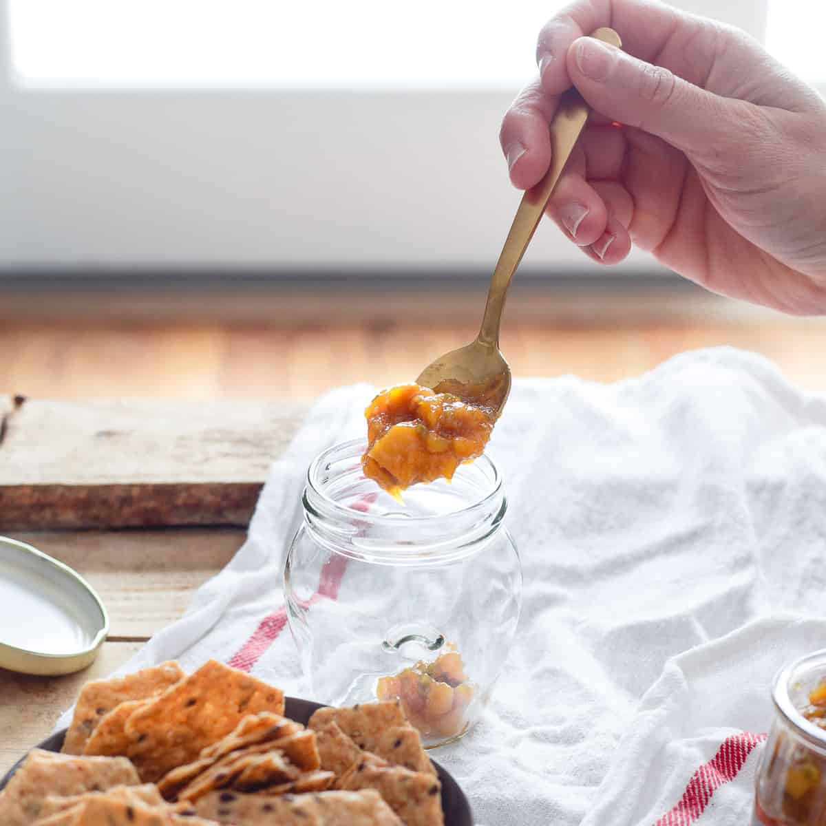 Sweet and spicy jalapeno mango jam is such a versatile condiment, it'll quickly become your go-to for cheese boards and snacks.