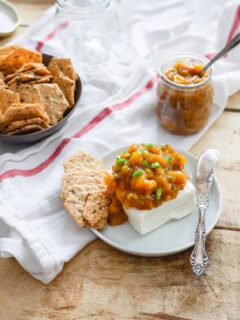 This jalapeno mango jam is the perfect balance of sweet and spice. It's equally delicious with some soft cheese and crackers as it is swirled in some yogurt!