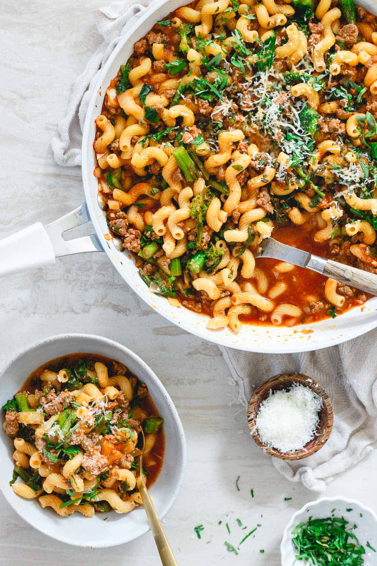 A hearty meal with pops of spring flavor, this lamb ragu comes together easily and quickly in one skillet. A hearty meal with pops of spring flavor, this lamb ragu comes together easily and quickly in one skillet.