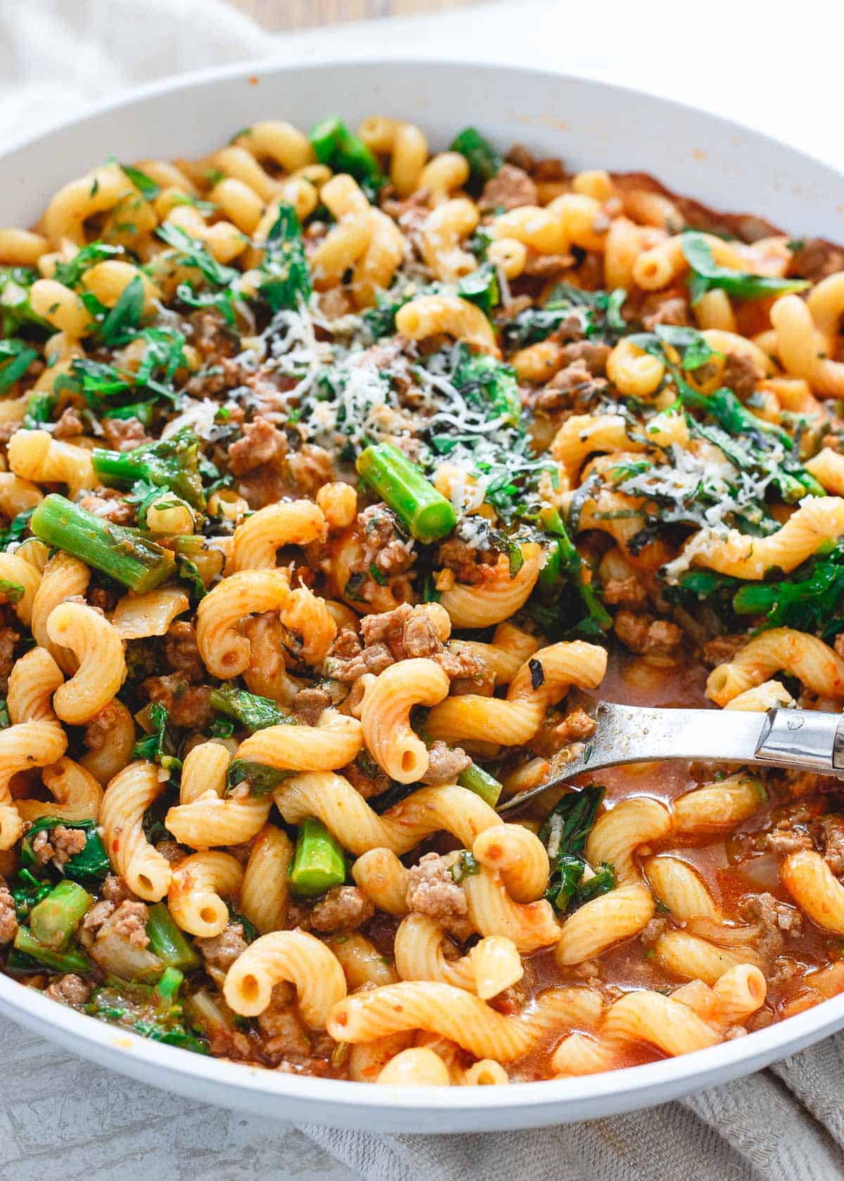 Filled with broccoli rabe, cavatappi pasta and American lamb, this lamb ragu is an easy skillet dinner perfect for the early weeks of spring.