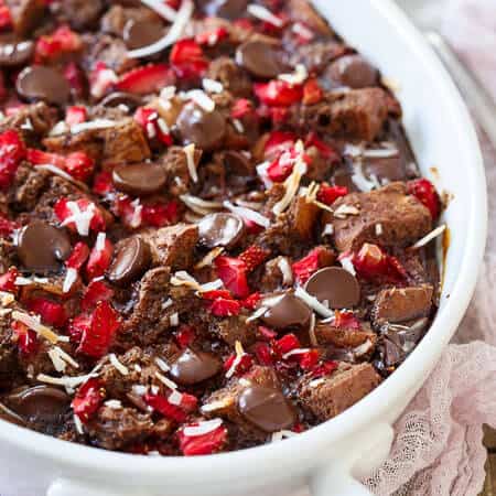 Gluten Free Chocolate Strawberry Bread Pudding