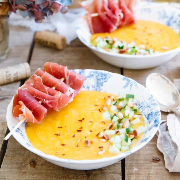 Mango Melon Soup with Pickled Cucumber