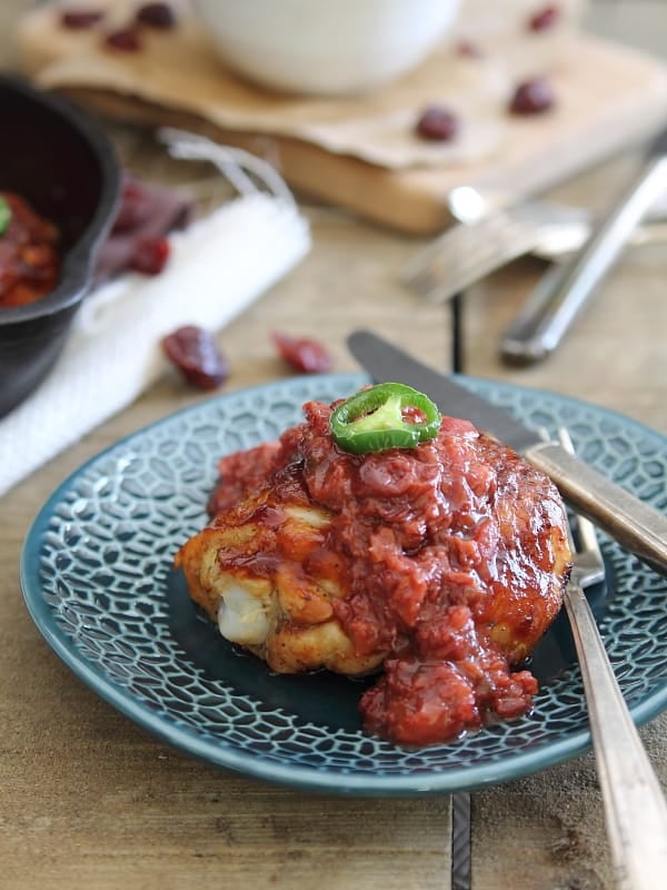 BBQ Roasted Chicken with Cherry Jalapeño Sauce Running to the Kitchen®