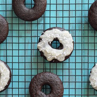 Paleo Chocolate Donuts with Coconut Vanilla Bean Icing